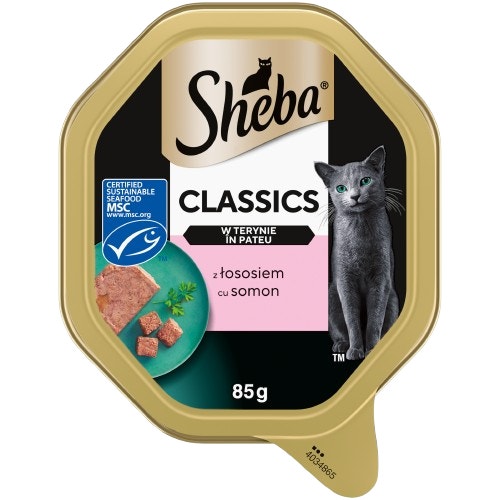 Tăviță pentru pisici SHEBA Classics cu Terină de Somon 85 g