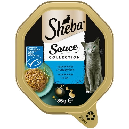 Tăviță pentru pisici SHEBA Sauce Lover cu Ton 85g