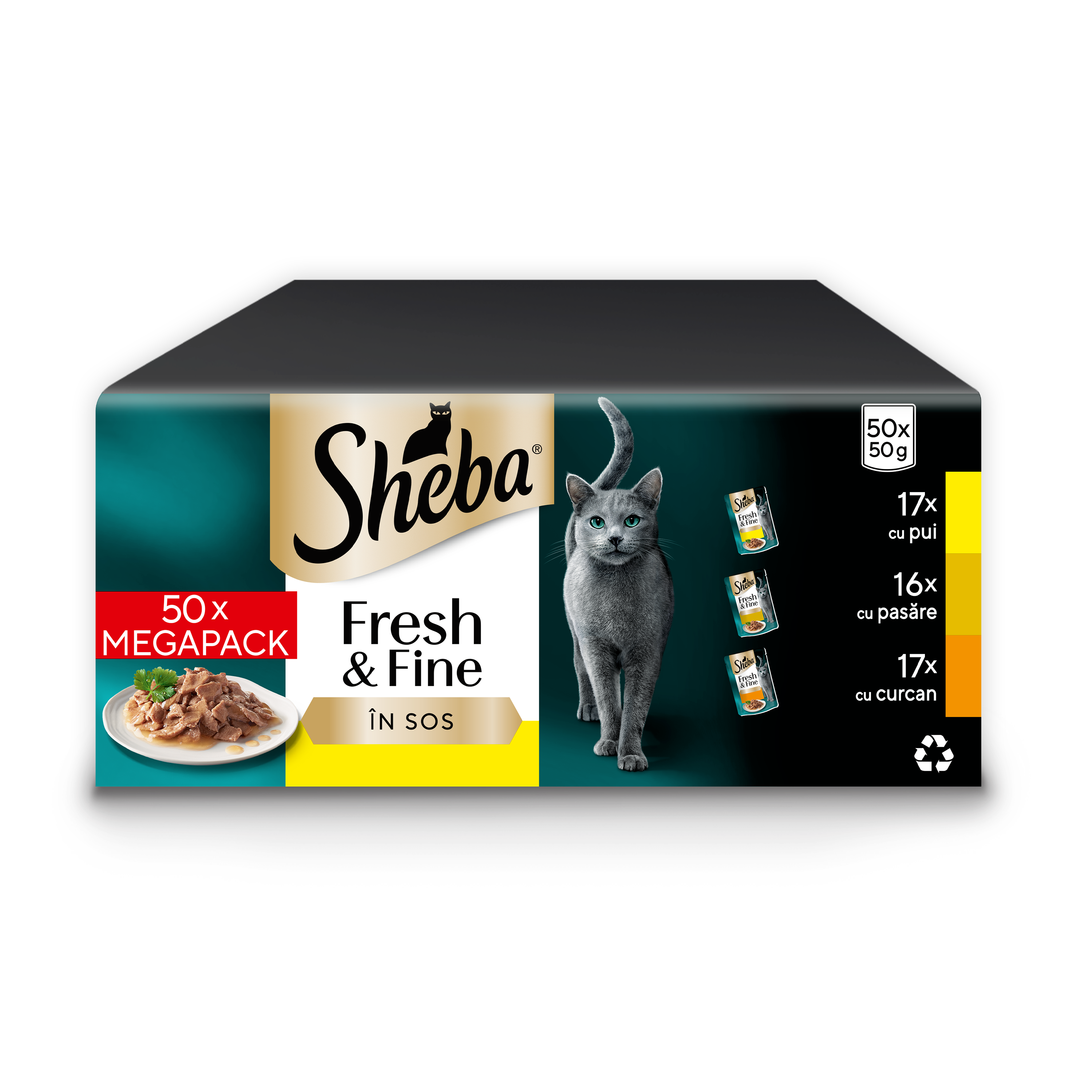 Sheba Delices Du Jour hrană umedă pentru pisici adulte, selecție de pasăre în sos delicios 50 x 50 g image